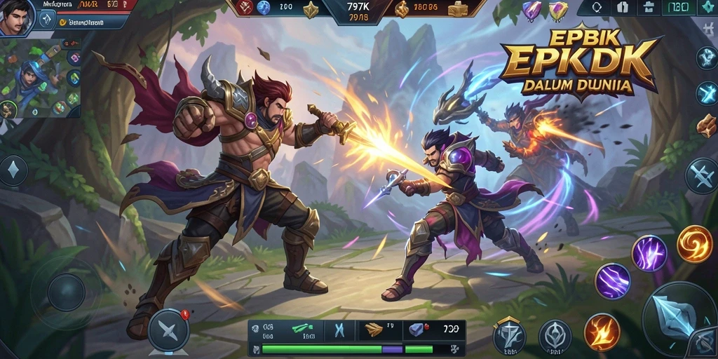 Screenshot menampilkan pertarungan seru dalam game MOBA 797K.