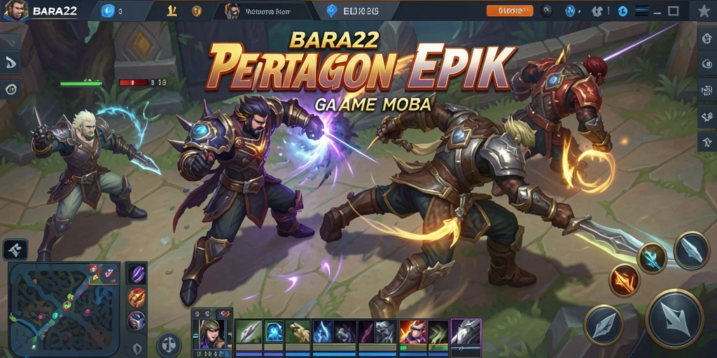 Screenshot gameplay menampilkan pertarungan tim yang intens di BARA22.