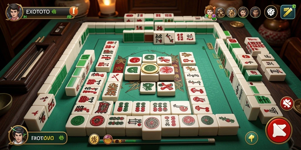 Tampilan gameplay EXOTOTO yang menarik saat bermain Mahjong.