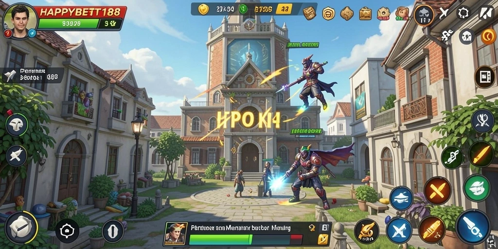 Tampilan gameplay intens Tower Defense di HAPPYBET188.