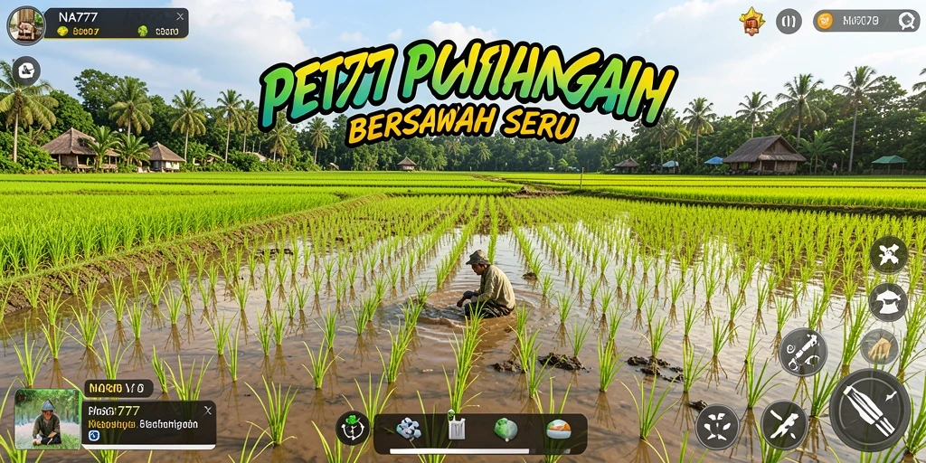 Screenshot gameplay NA777 menampilkan petak sawah hijau yang subur.