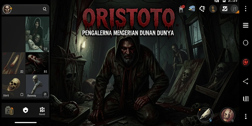 Tampilan gameplay menegangkan dengan makhluk menyeramkan yang mengintai.