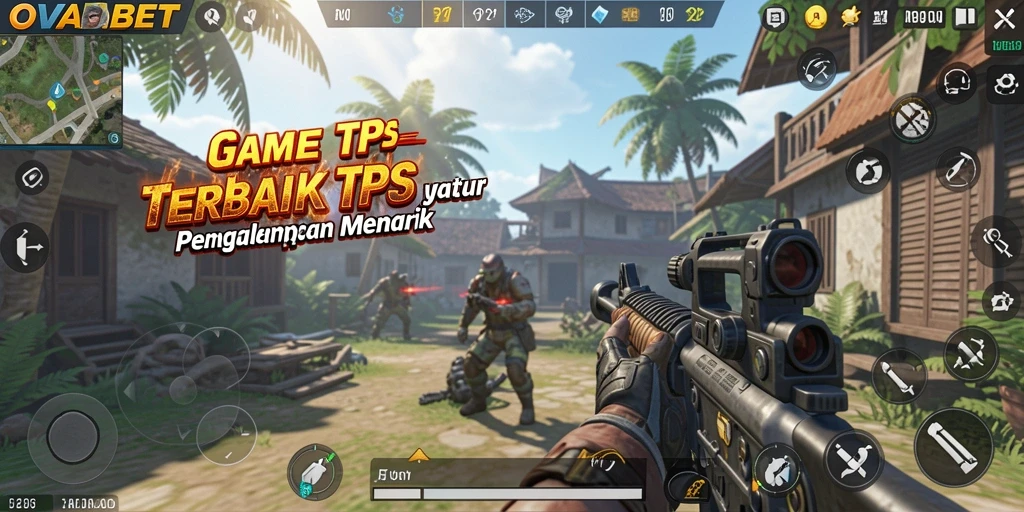 Tampilan gameplay OVABET dengan aksi seru dalam mode TPS.