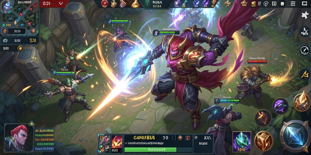 Screenshot SUBUR88 menampilkan aksi pertempuran seru dalam game MOBA.