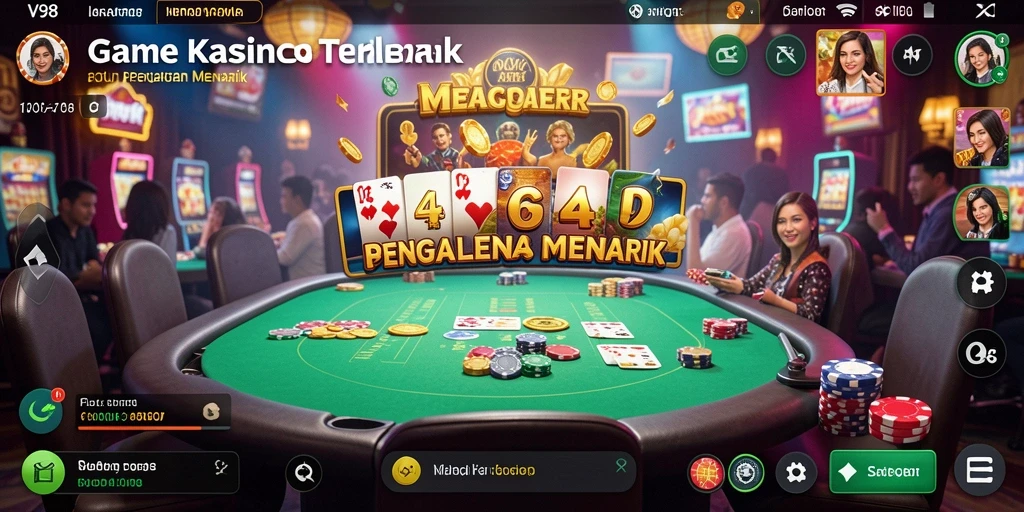 Tampilan gameplay kasino yang menarik dan interaktif dalam V98.